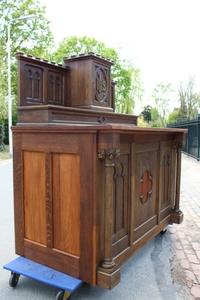 Altar style Gothic - style en Wood Oak, Belgium 19th century