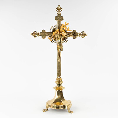 Altar - Cross style Gothic - style en Bronze, Belgium  19 th century