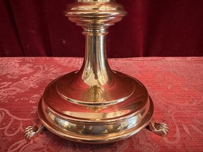 Altar - Cross style Gothic - Style en Brass / Bronze / Polished and Varnished, Belgium  19 th century ( Anno 1890 )