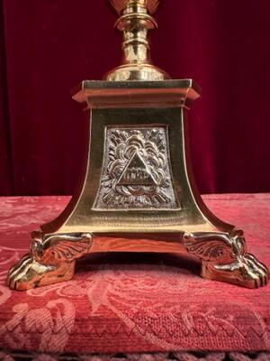 Altar - Cross style Gothic - Style en Bronze / Polished and Varnished, Belgium  19 th century ( Anno 1885 )