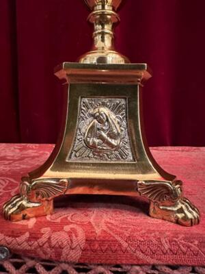 Altar - Cross style Gothic - Style en Bronze / Polished and Varnished, Belgium  19 th century ( Anno 1885 )