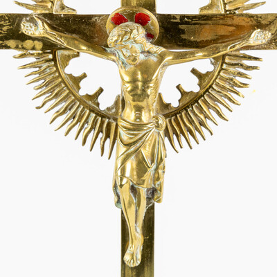 Altar - Cross style Gothic - Style en Bronze Gilt, Belgium  19 th century