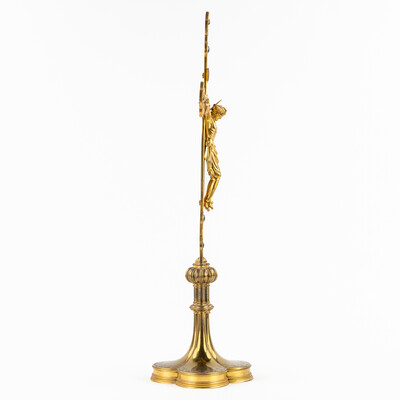 Altar - Cross style Gothic - Style en Bronze Gilt / Stones, Belgium  19 th century