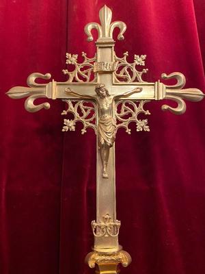 Altar - Cross style Gothic - Style en Bronze Gilt, Belgium 19th century ( anno 1890 )