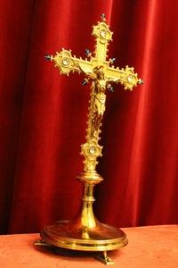 Altar - Cross style Gothic - style en Brass / Bronze / Gilt, France 19th century