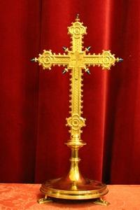 Altar - Cross style Gothic - style en Brass / Bronze / Gilt, France 19th century