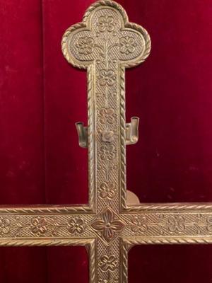 Altar - Cross style Gothic - style en Bronze / Gilt, Belgium 19 th century ( Anno 1865 )