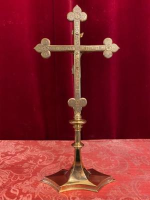 Altar - Cross style Gothic - style en Bronze Gilt, Belgium 19 th century ( Anno 1875 )