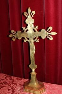 Altar - Cross style Gothic - style en bronze, Belgium 19th century