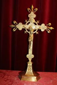 Altar - Cross style Gothic - style en bronze, Belgium 19th century