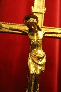 Altar Cross style Gothic - style en Full - Bronze - Gilt, Belgium 19th century