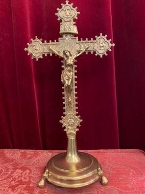 Altar - Cross style Gothic - style en Bronze / Gilt, Belgium 19 th century ( Anno 1890 )