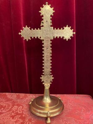 Altar - Cross style Gothic - style en Bronze / Gilt, Belgium 19 th century ( Anno 1890 )