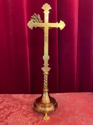 Altar - Cross style Gothic - style en Brass / Bronze / Gilt, Belgium  19 th century ( Anno 1875 )