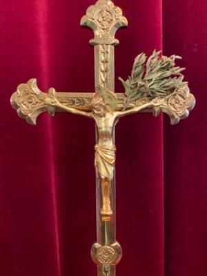 Altar - Cross style Gothic - style en Brass / Bronze / Gilt, Belgium  19 th century ( Anno 1875 )