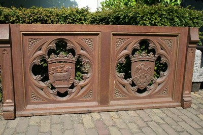 Altar Front style Gothic - style en Oak wood, belgium 19th century ( anno 1875 )