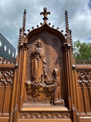 Altar Margareta Maria Alacoque  style Gothic - Style en Oak wood, Belgium 19 th century ( Anno 1865 )