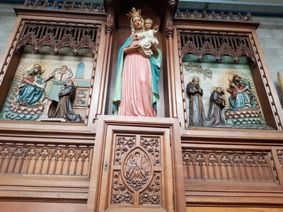 Altar Solid Oak Dimensions Without Steps.  style Gothic - style en Oak wood, Belgium 19th century