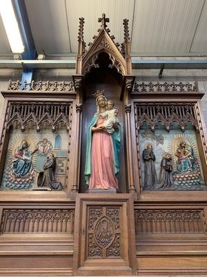 Altar Solid Oak Dimensions Without Steps.  style Gothic - style en Oak wood, Belgium 19th century