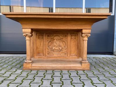 Altar With Original Altar Stone style Gothic - Style en Oak, Dutch 19th century ( anno 1875 )