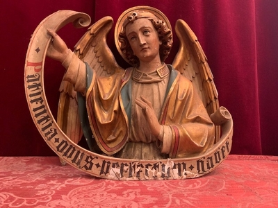 Angel style Gothic - style en hand-carved wood polychrome, Dutch 19th century ( anno 1875 )