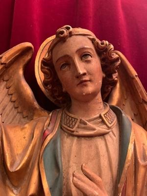 Angel style Gothic - style en hand-carved wood polychrome, Dutch 19th century ( anno 1875 )