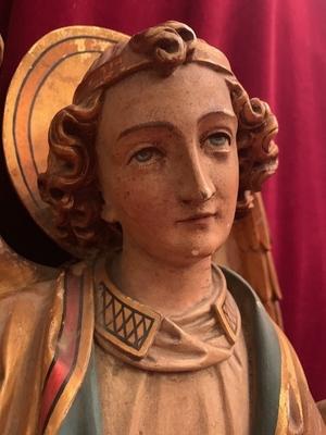 Angel style Gothic - style en hand-carved wood polychrome, Dutch 19th century ( anno 1875 )