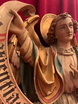 Angel style Gothic - style en hand-carved wood polychrome, Dutch 19th century ( anno 1875 )