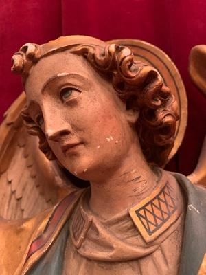 Angel style Gothic - style en hand-carved wood polychrome, Dutch 19th century ( anno 1875 )