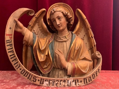 Angel style Gothic - style en hand-carved wood polychrome, Dutch 19th century ( anno 1875 )