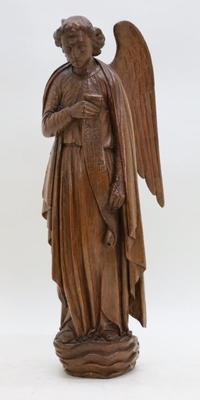 Angel style Gothic - style en Hand - Carved Wood Oak, Belgium  19 th century