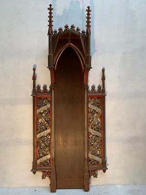 Baldachin Exposition-Chapel style Gothic - style en Oak wood, Belgium 19th century ( anno 1890 )