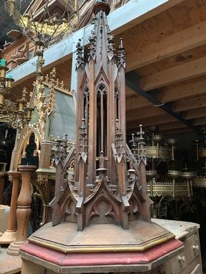 Baptismal Font Top Some Restauration Needed style Gothic - style en FULLY HAND-CARVED WOOD, The Netherlands 19th century ( anno 1870 )