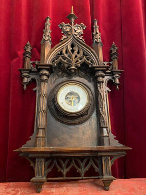 Barometer style Gothic - style en Walnut wood / Glass, France 19 th century