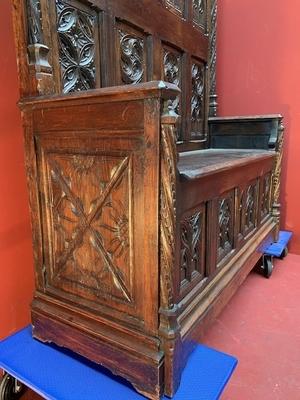 Bench style Gothic - style en Oak wood, Belgium 19th century