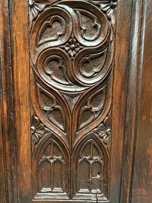 Bench style Gothic - style en Oak wood, Belgium 19th century