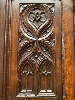 Bench style Gothic - style en Oak wood, Belgium 19th century