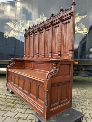 Bench  style Gothic - Style en Oak wood, Belgium  19 th century