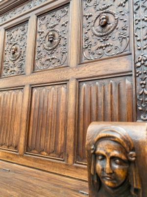 Bench style Gothic - Style en Oak wood, Belgium 19 th century