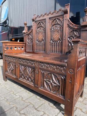 Bench  style Gothic - style en Oak wood, Belgium  19 th century