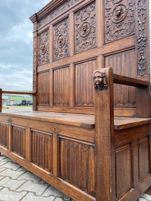 Bench style Gothic - Style en Oak wood, Belgium 19 th century