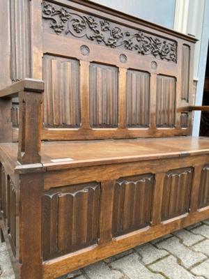 Bench style Gothic - Style en Oak Wood, Belgium 19 th century