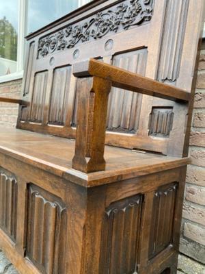 Bench style Gothic - Style en Oak Wood, Belgium 19 th century