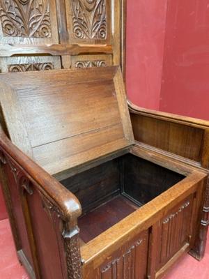 Bishop Chair Height Seat: 50 Cm. style Gothic - style en Solid Oak, Belgium 19 th century ( Anno 1890 )