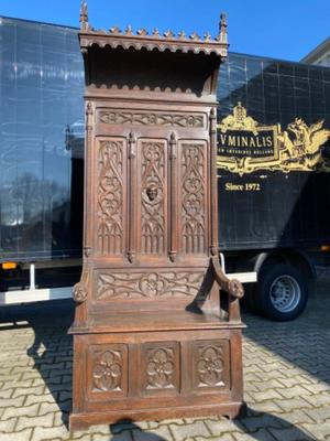 Bishop Seat style Gothic - style en Oak wood, Belgium  19 th century