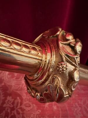 Bishop - Staff  style Gothic - Style en Brass / Bronze / Polished and Varnished, Belgium  19 th century ( Anno 1865 )