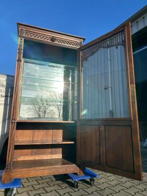 Cabinet  style Gothic - Style en Walnut wood / Glass, France 19 th century