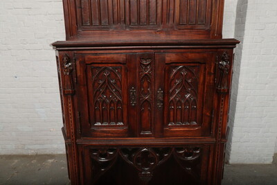 Cabinet  style Gothic - style en Walnut wood , France 19 th century