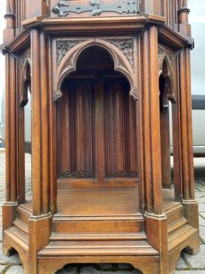 Cabinet  style Gothic - Style en Walnut wood , Paris France 19 th century