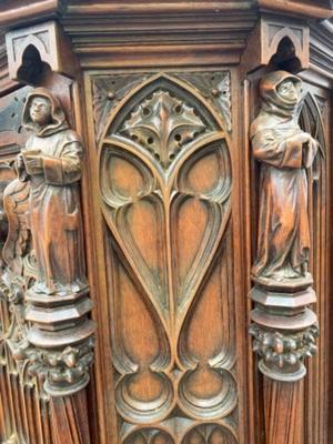 Cabinet  style Gothic - Style en Walnut wood , Paris France 19 th century